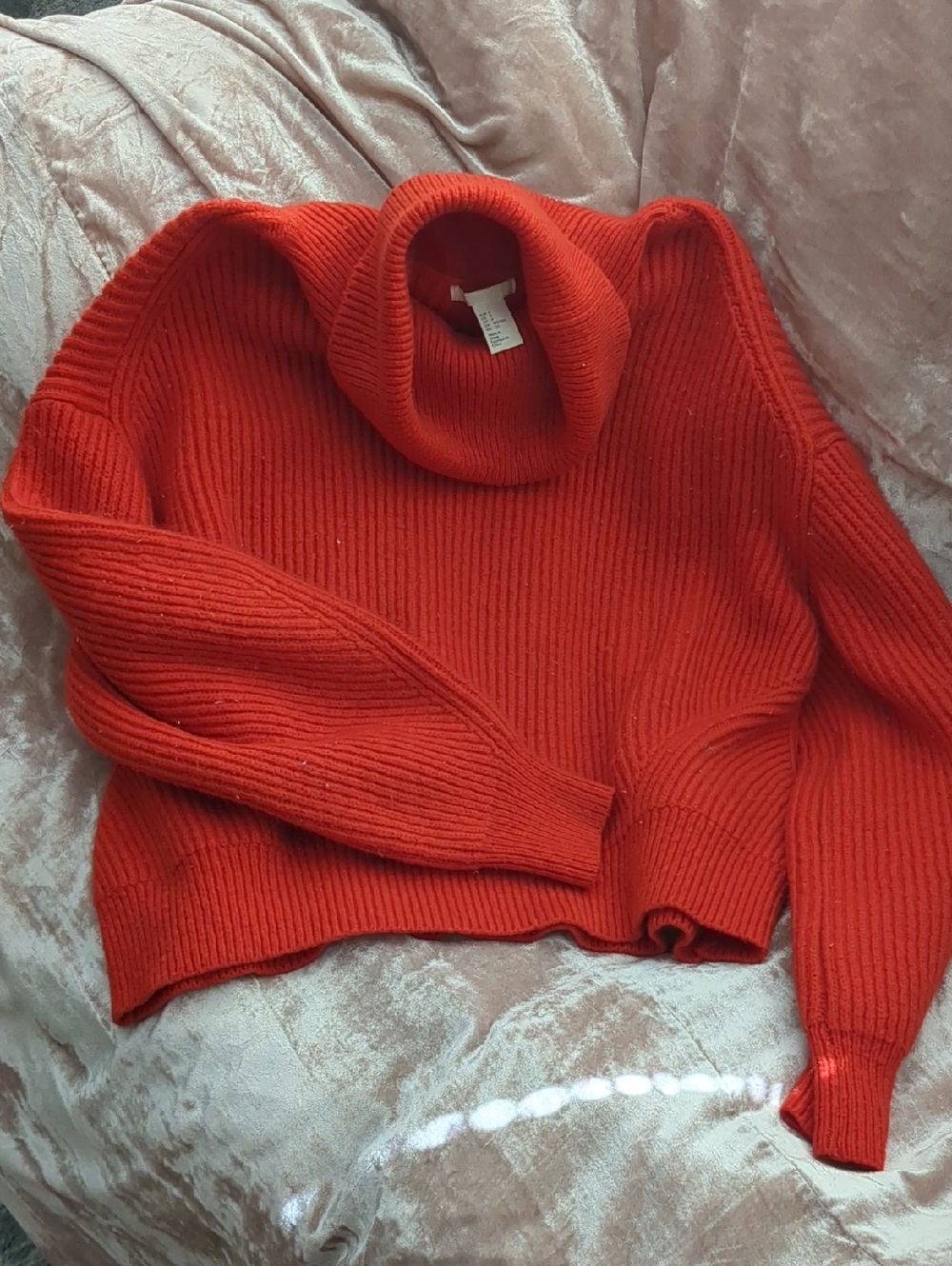 H&M Orange Ribbed Turtleneck Sweater